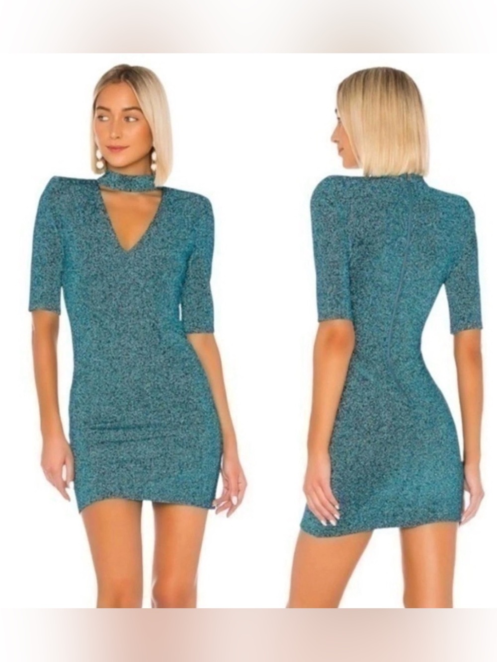 NWT Alice + Olivia Inka Turquoise Cut Out Sparkly Dress Women’s Size 6 Party